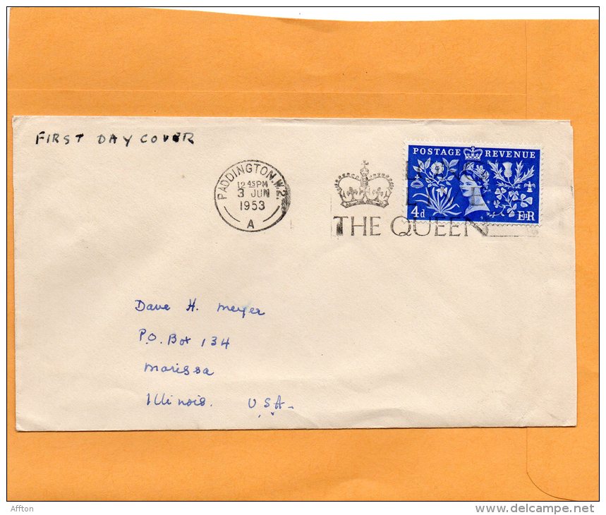 United Kingdom 1953 FDC Mailed To USA - ....-1951 Pre Elizabeth II