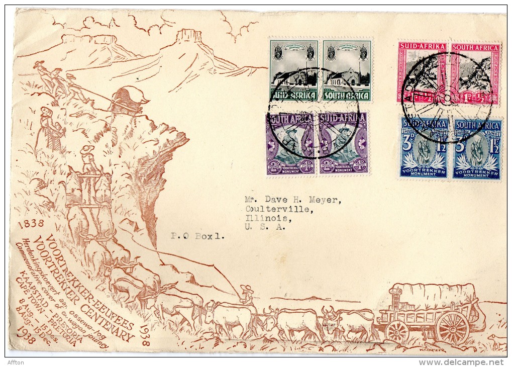 South Africa 1938 FDC Mailed To USA - FDC