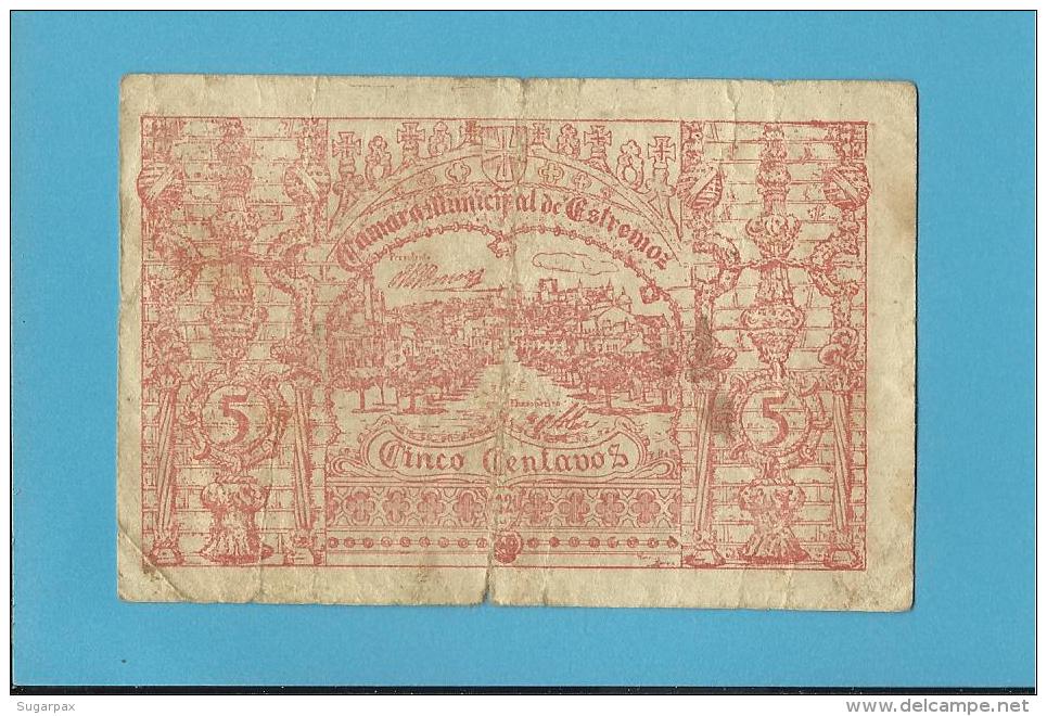 ESTREMOZ - CÉDULA De 5 CENTAVOS - 1921 - PORTUGAL - EMERGENCY PAPER MONEY - NOTGELD - Portugal