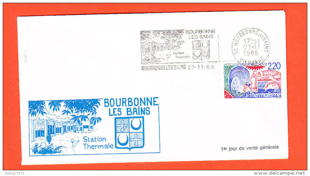 France 1988 _ Le Thermalisme _ N° 2556 _ Enveloppe Illustrée Bourbonne-Les-Bains - Termalismo