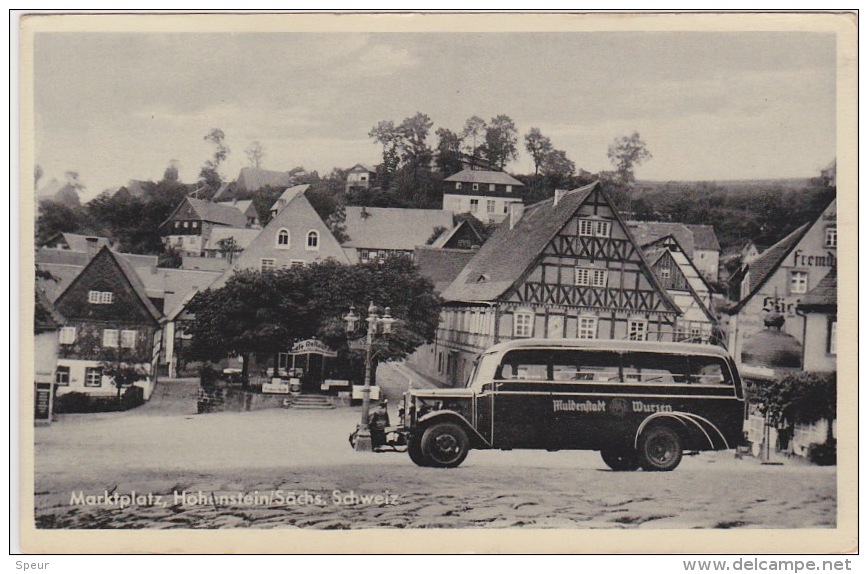 Hohnstein - Marktplatz / Market Square, Bus Muldenstadt Wurzen, 1930's - Hohnstein (Saechs. Schweiz)