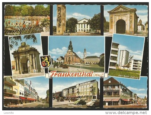 FRANKENTHAL Pfalz Speyerer Strasse Rathausplatz Wormser Strasse Karl-Bosch-Siedlung Strandbad 1965 - Frankenthal