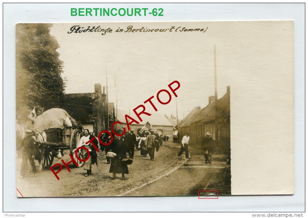 BERTINCOURT-Refugies-Civi Ls-Attelages-Exode-Animat Ion-Carte Photo Allemande-Guerre14-18-1WK -Type-Militaria-62- - Bertincourt