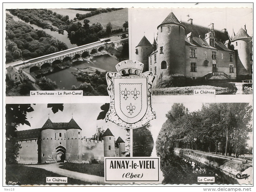 Ainay Le Vieil Multi Vue Pont Canal Tranchasse Canal Du Berry Format 10/15 1959 - Ainay-le-Vieil