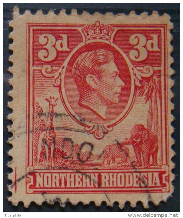 NORTHERN RHODESIA 1938 3d King George VI Used Scott35 CV$2 - Northern Rhodesia (...-1963)