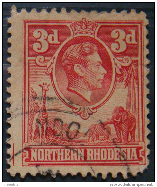 NORTHERN RHODESIA 1938 3d King George VI Used Scott35 CV$2 - Rhodésie Du Nord (...-1963)