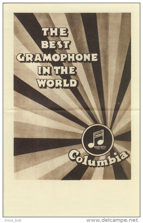 Advertising Leaflet Colulmbia The Best Gramophone In The World Replica - Advertising