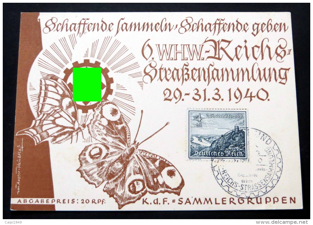 Gedenkblatt Zur 6.WHW-Reichs-Strassensamm Lung 29. - 31.3.1940 - Briefe U. Dokumente