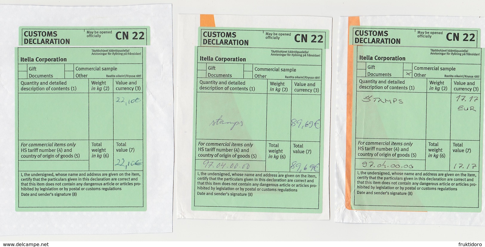 Finland Customs Declarations From Itella Corporation - Used - Variétés Et Curiosités