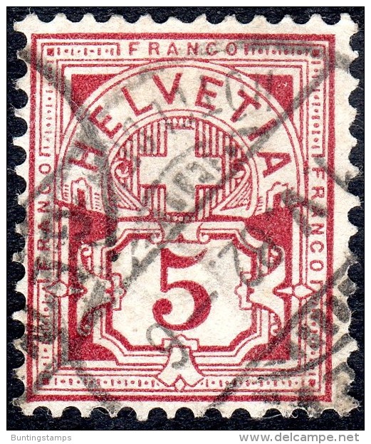 Suisse  1882  Papier Blanc    5c Lilas-brun     Oblitere - Oblitérés
