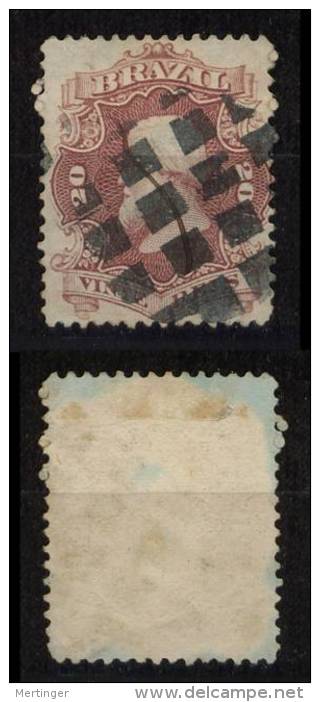 Brazil Brasil Mi# 24x Used 20R Dom Pedro 1866 Papel Azulado - Used Stamps