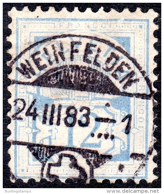 Suisse  1882  Papier Blanc    12c Outremer     Oblitere - Oblitérés