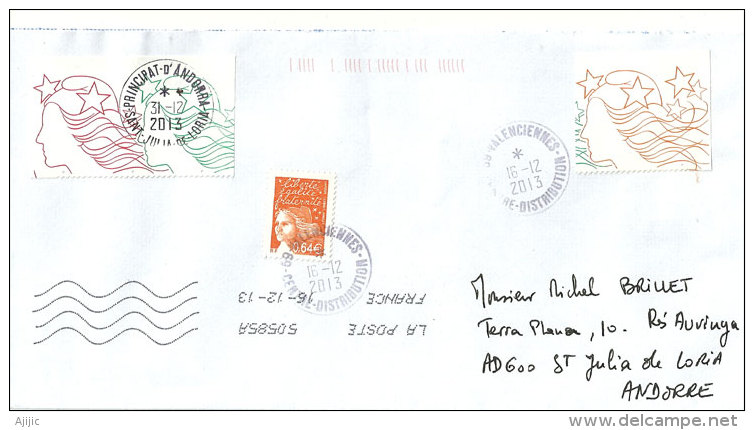 Belle Lettre Marianne De Luquet, Adressée En Andorre, Avec Timbres à Date Arrivée Andorre Recto De L'enveloppe - 1997-2004 Marianne Van De 14de Juli