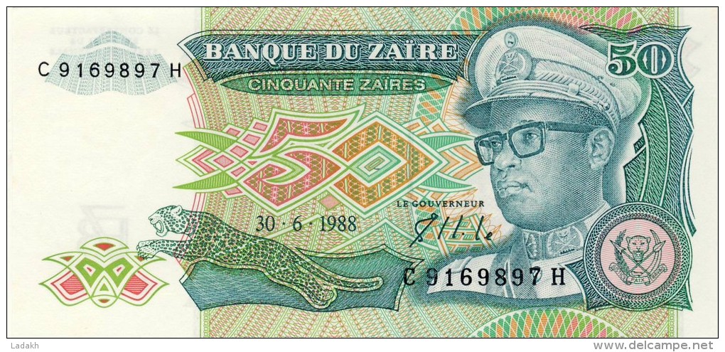 BILLET # ZAIRE # 1988  # 50 ZAIRES  # PICK 32 #  NEUF # - Zaïre