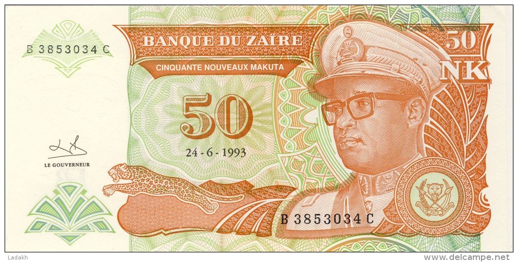 BILLET # ZAIRE # 1993 # 50 NOUVEAUX  MAKUTAS  # PICK 51 #  NEUF # - Zaire