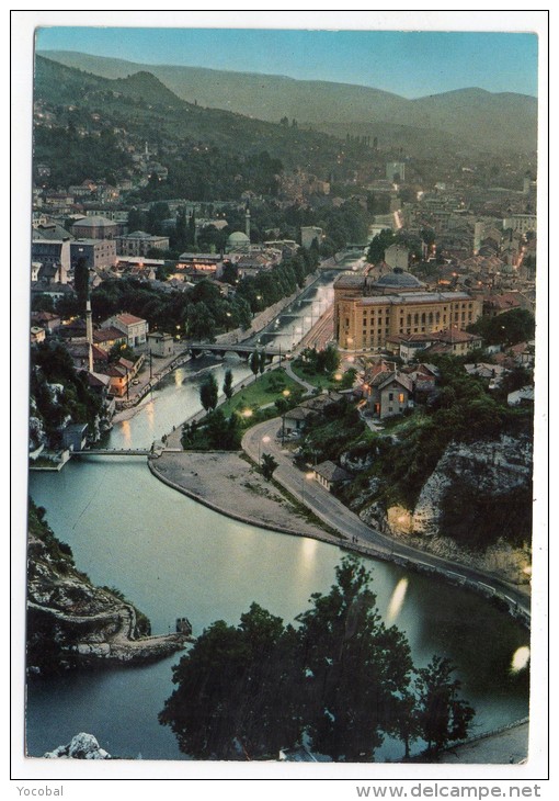 CP, BOSNIE-HERZEGOVINE, SAREJEVO Dans La Nuit, Voyagé En 1969 - Bosnië En Herzegovina