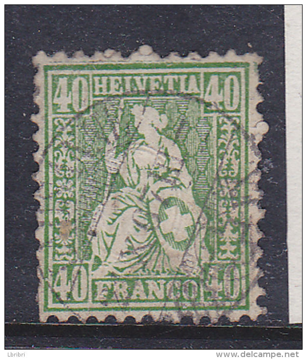 SUISSE N° 39 40C VERT TYPE DEESSE ASSISE  DENTS COURTES  A GAUCHE OBL - Used Stamps