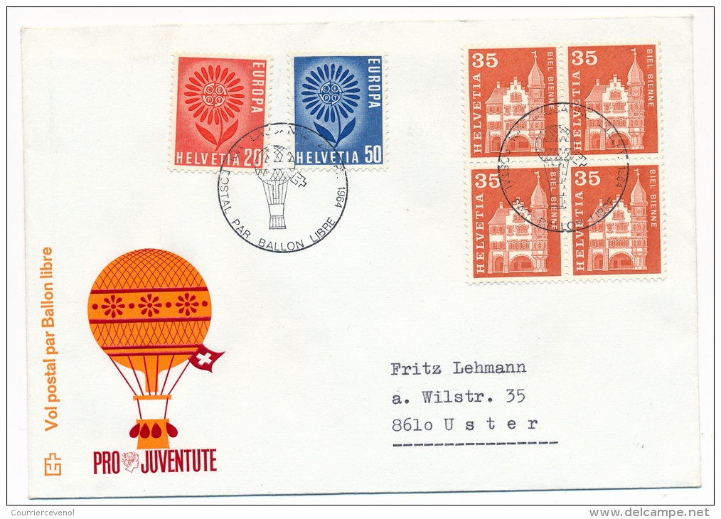 SUISSE - Pro Juventute - Vol Postal Par Ballon Libre - Lausanne 1964 - 4 Enveloppes - Sonstige & Ohne Zuordnung