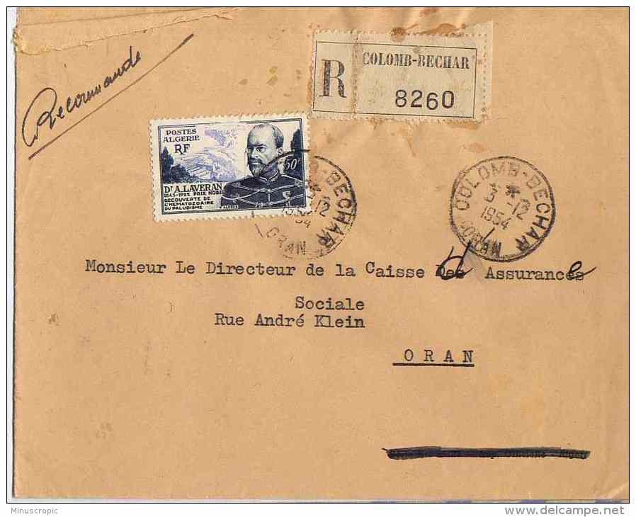 Enveloppe Algérie - Recommandé Envoyé En Algérie En 1954 - Colomb Bechar - Covers & Documents