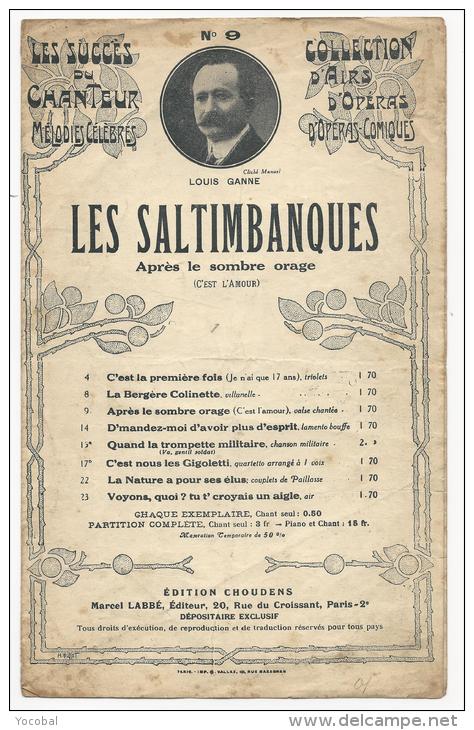 Partition Musicale, Les Saltimbanques, Louis Ganne, Ed : Choudens, Frais Fr : 1.60€ - Partitions Musicales Anciennes