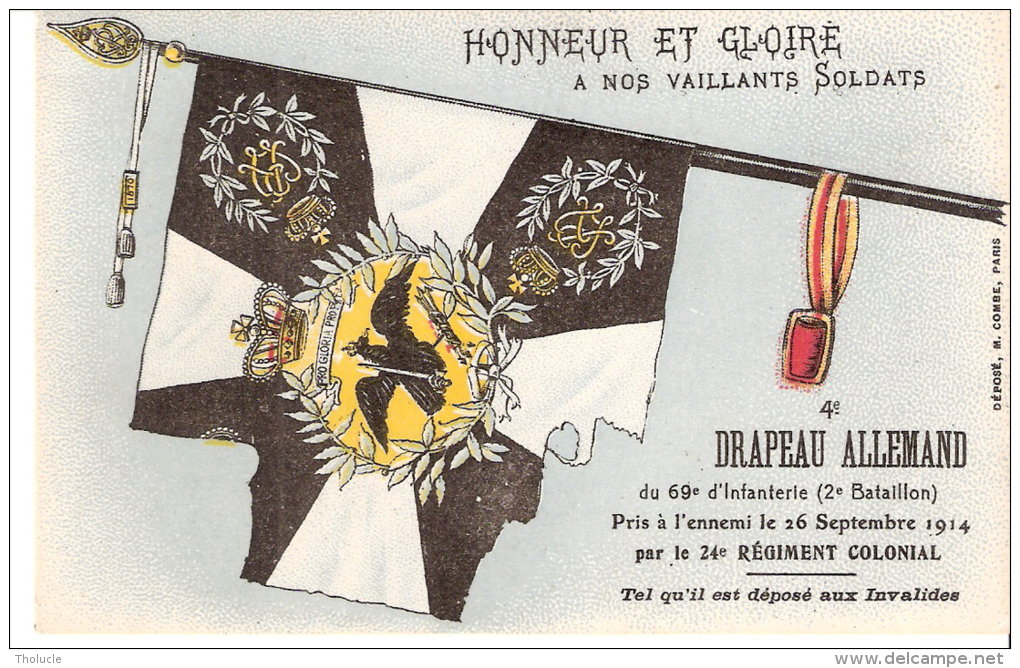 Guerre 1914-1918-Drapeau Allemand -Pris à L'ennemi Par Le 24e Régiment Colonial-cachet "Inter Arma Caritas (voir Scan) - Guerre 1914-18