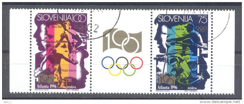 Slovenia Slovenie Slowenien 1996: Mi 151-2 Olympic Games Atlanta Olympische Spiele; Used; Rowing Kayak High Jump Hurdler - Zomer 1996: Atlanta