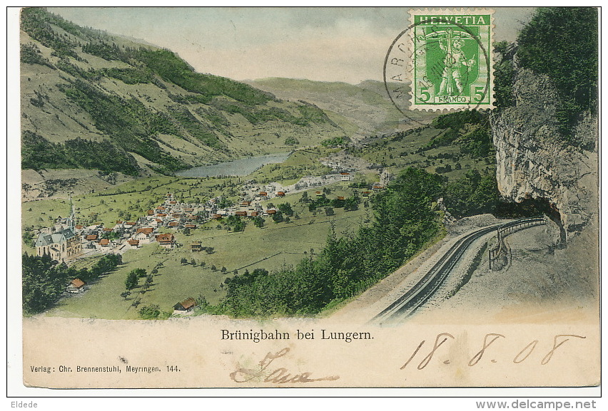 Brunigbahn Bei Lungern Edit Brennenstuhl Meyringen 144 Cachet Marchisy 1909 - Lungern