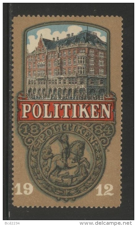 DENMARK 1912 POLITIKEN NEWSPAPER CENTENARY NO GUM POSTER STAMP CINDERELLA ERINOPHILATELIE - Ungebraucht