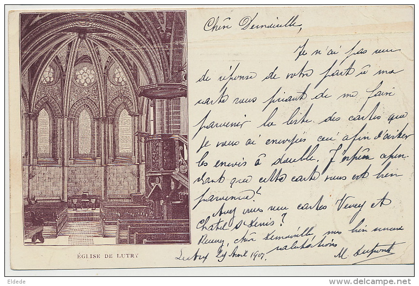 Eglise De Lutry Interieur Chaire Dessin  Timbrée Lutry 1901 - Lutry