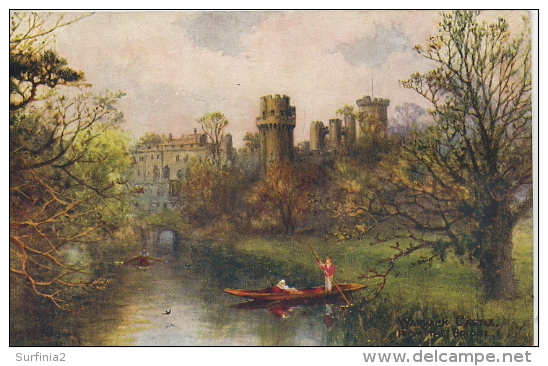 WARKS - WARWICK CASTLE FROM THE BRIDGE- SALMON Art Card - Warwick