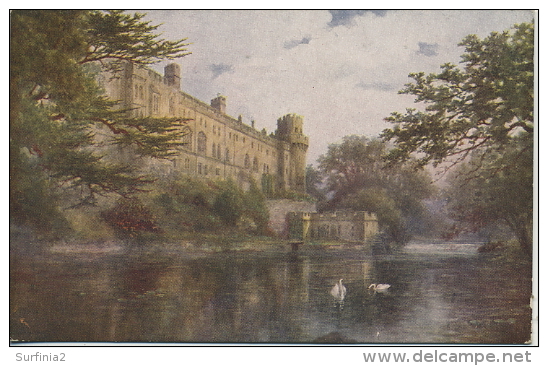 WARKS - WARWICK CASTLE FROM THE AVON- SALMON Art Card - Warwick