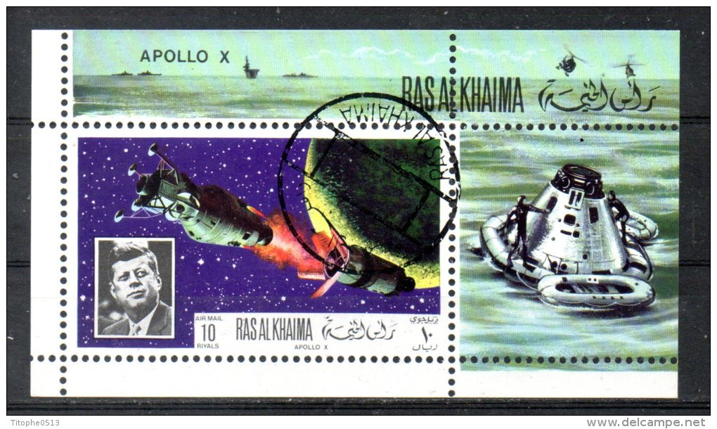 RAS AL KHAIMA. BF Oblitéré De 1970. Apollo 10/Kennedy. - Kennedy (John F.)