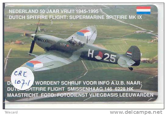 NEDERLAND (CRE-107.1) SPITFIRE AIRPLANE AVION UNBENUTZT Pays-Bas Telecarte  Phonecard Telefonkarte Niederlande - Flugzeuge