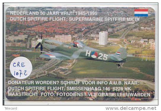 NEDERLAND (CRE-107.2) SPITFIRE AIRPLANE AVION UNBENUTZT Pays-Bas Telecarte  Phonecard Telefonkarte Niederlande - Holland - Airplanes