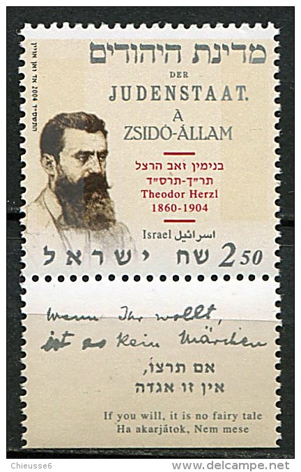 Israel ** N° 1716 - Cent. De La Mort De Theodor Herzl, écrivain - Neufs (avec Tabs)