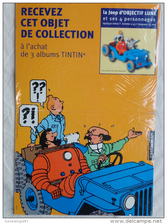 TRES BELLE PLV TINTIN JEEP OBJECTIF LUNE - HERGE MOULINSART CASTERMAN 2002 - Publicités