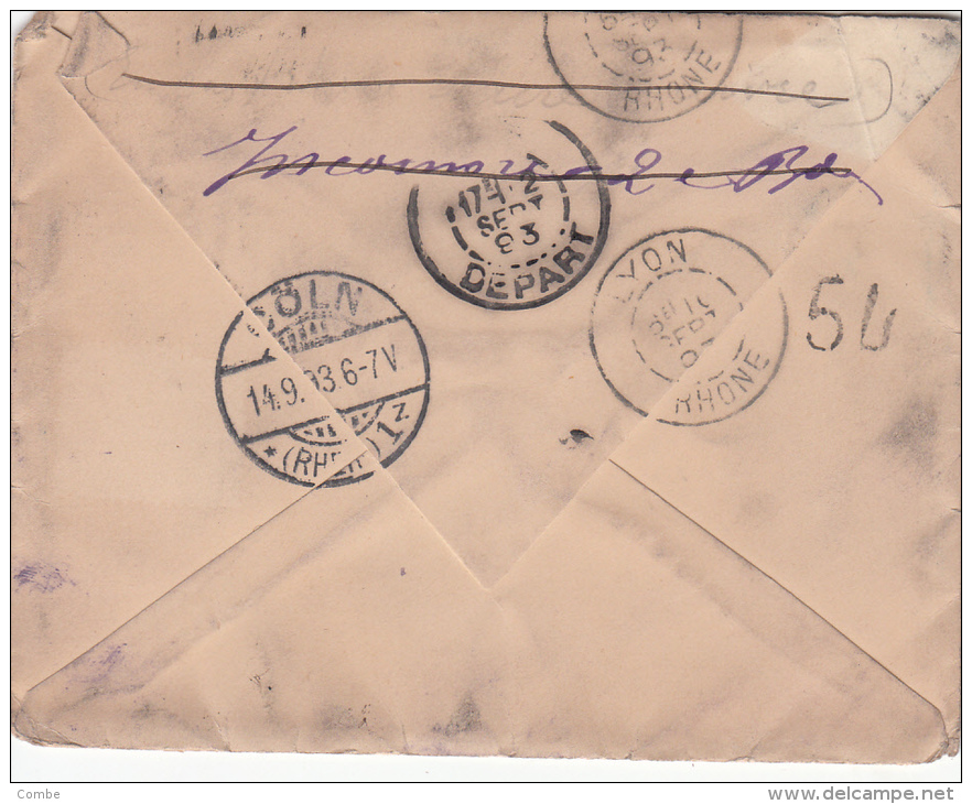 1893, LETTRE, GRANDE BRETAGNE Pour LYON, Inconnu, Puis CÖLN ( PRUSSE) Taxée 35, / 4743 - Covers & Documents