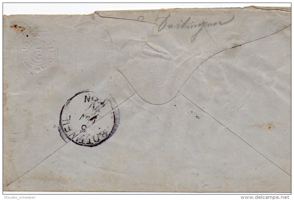 Württ.-GA 5 Pfennig M.Zus.Frank. Mi.Nr.45, 1880, Wurmlingen N.Wellendingen Via Rottweil - Altri & Non Classificati