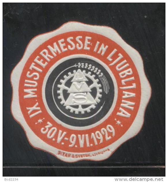 YUGOSLAVIA SLOVENIA 1929 LJUBLJANA 9TH SAMPLE FAIR RED BLACK GERMAN LANGUAGE NHM POSTER STAMP CINDERELLA ERINOPHILATELIE - Unused Stamps