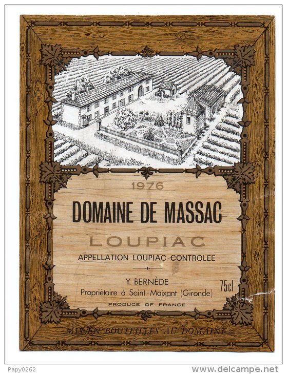 146F )  DOMAINE DE MASSAC - LOUPIAC - 1976 - Autres & Non Classés