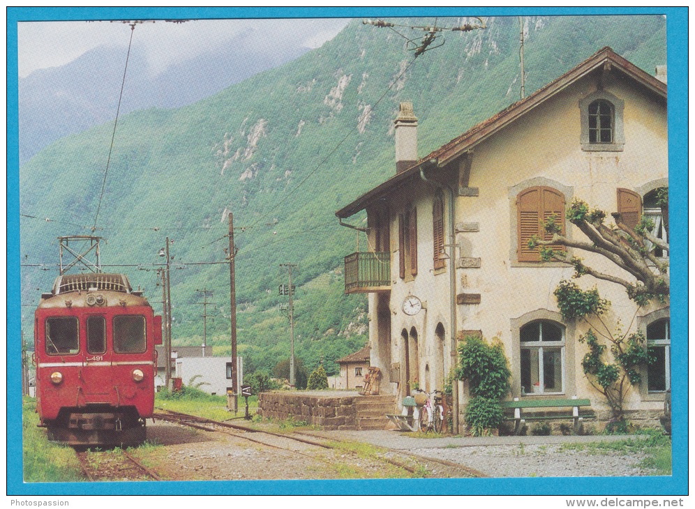 Ferrovia Mesolcinese Motrice BDe 4/4 491 (RhB) A San Vittore   - Bahn Train Railway - Trains