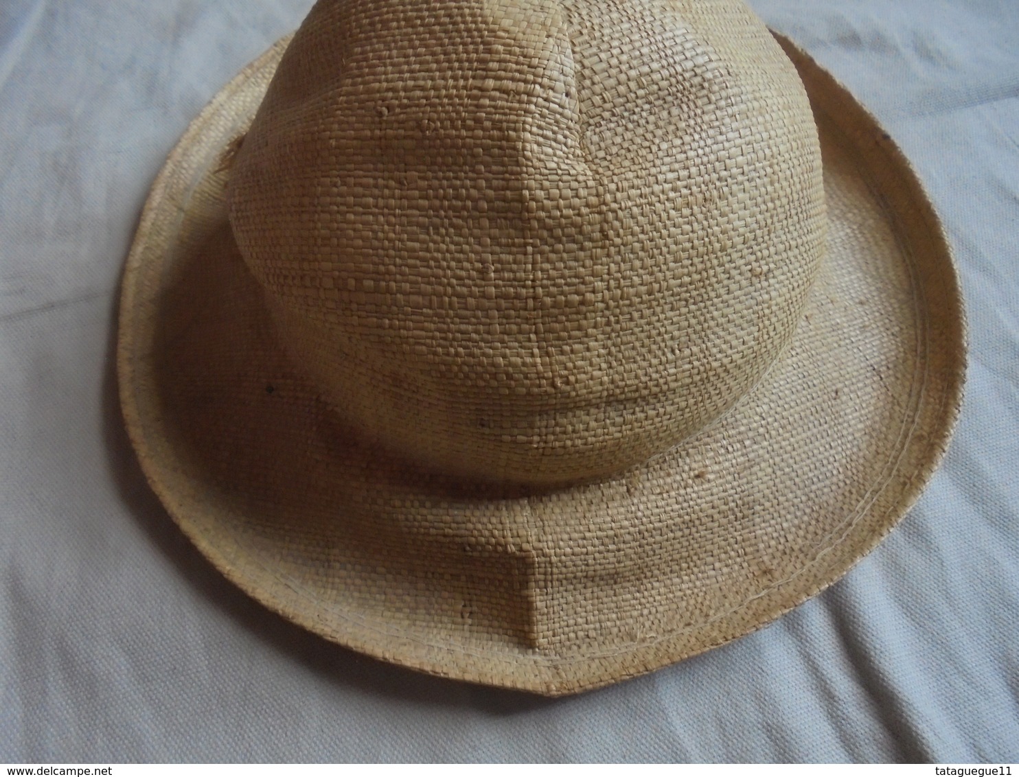 Ancien - Petit Chapeau De Soleil Pour Enfant En Paille Tressée - 1940-1970