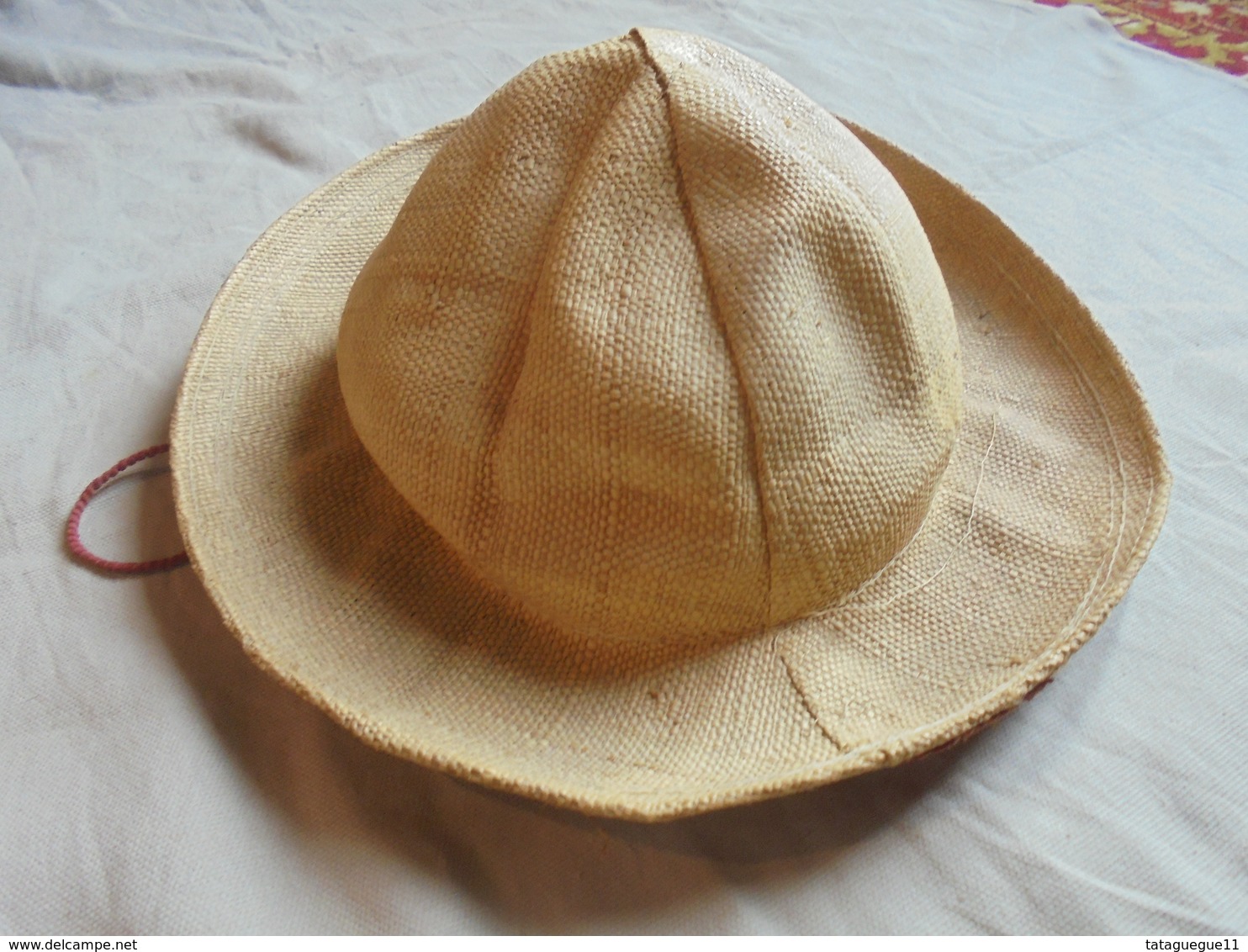 Ancien - Petit Chapeau De Soleil Pour Enfant En Paille Tressée - 1940-1970