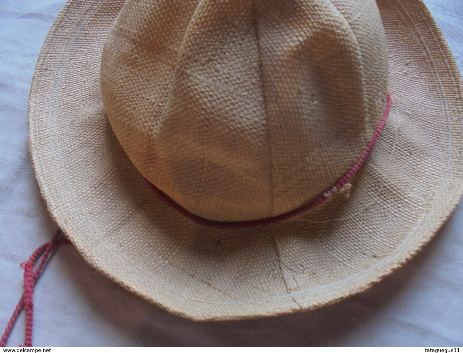 Ancien - Petit chapeau de soleil pour enfant en paille tressée