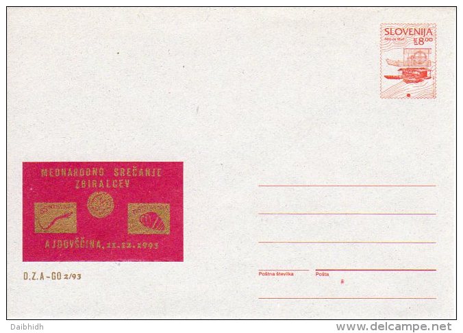SLOVENIA 1993 8.00 T.  Commemorative Postal Stationery Envelope On Grey Paper, Unused.  Michel U4a - Slovenia