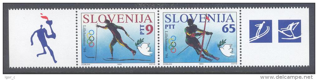 Slovenia Slovenie Slowenien 1994: Mi 76-77 Olympic Games Lillehammer Olympische Spiele; Mnh Pair; Cross Country Alpine - Inverno1994: Lillehammer