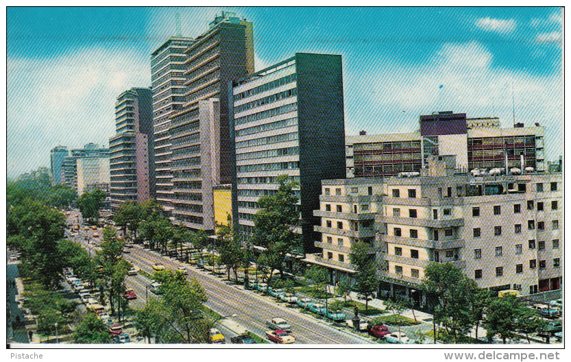 Mexico D.F. - Paseo De La Reforma - Street Cars - 1978 - Stamp & Postmark - VG Condition - 2 Scans - Mexico