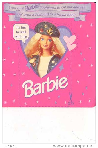 BARBIE DOLL BOOKMARK ON POSTCARD - Games & Toys