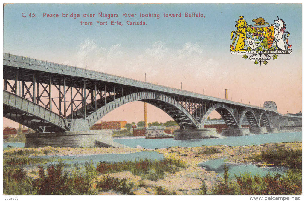 C1900 PEACE BRIDGE OVER NIAGARA RIVER LOOKING TOWARD BUFFALO FROM FORT ERIE - Autres & Non Classés