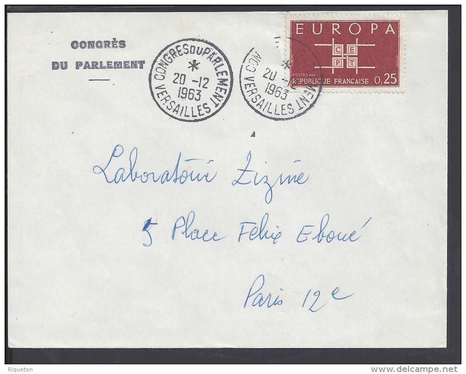 FR - 1963 - CONGRES DU PARLEMENT - TIMBRE EUROPA  SUR LETTRE POUR PARIS - - 1961-....